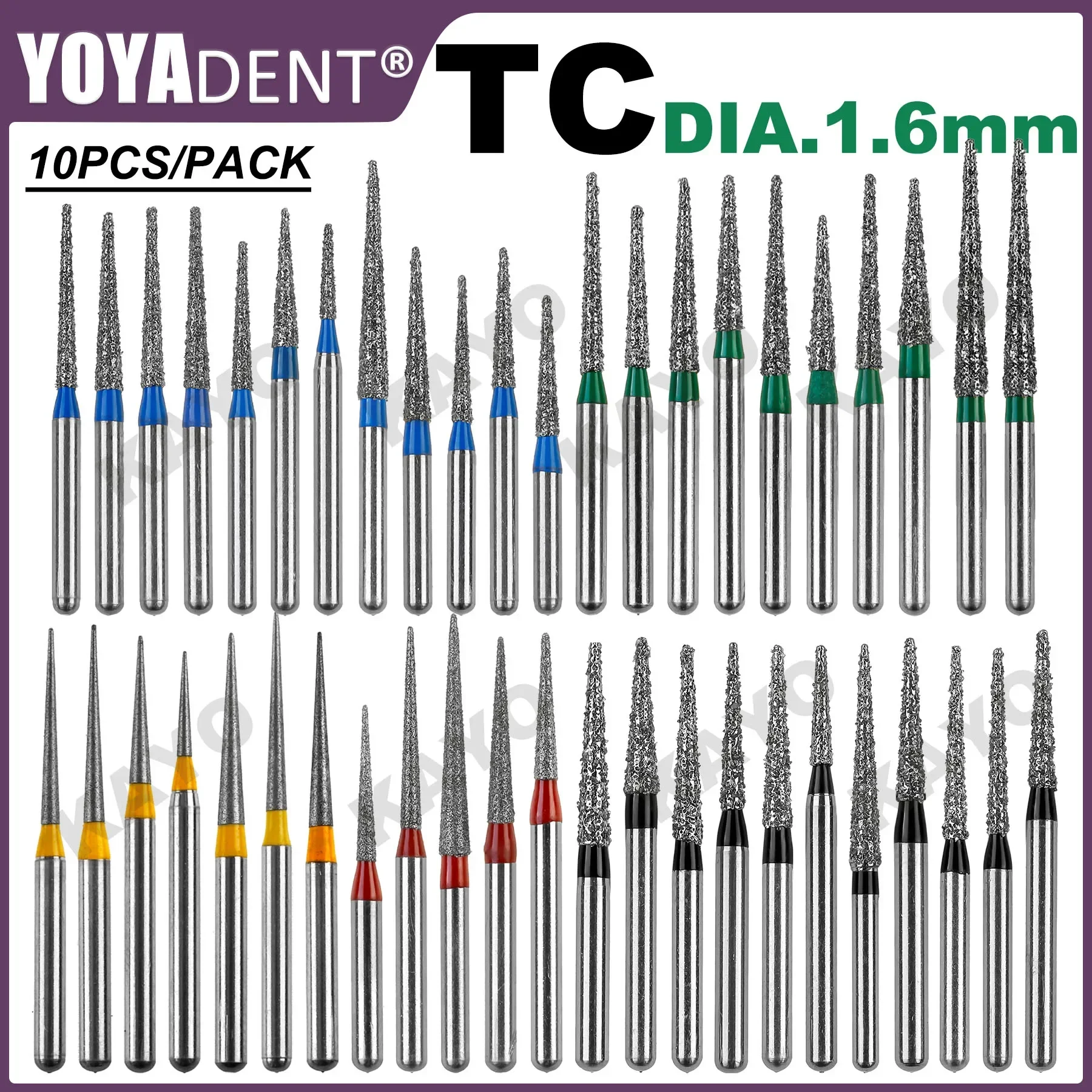 

10pcs Dental Diamond Burs Fine/Extra Fine Dental Burs FG High Speed Turbines drill Dia.1.6mm TC Type