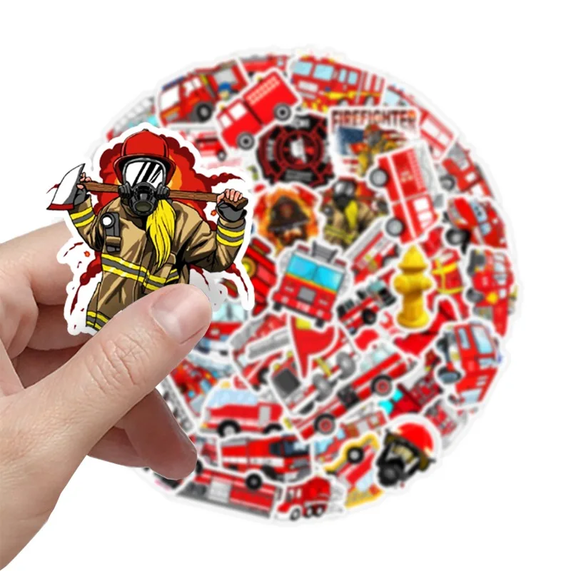 50PCS Feuerwehrauto Graffiti Aufkleber Auto Handy Hand Tasse dekorative Aufkleber Notebook Hand Konto Aufkleber wasserdicht