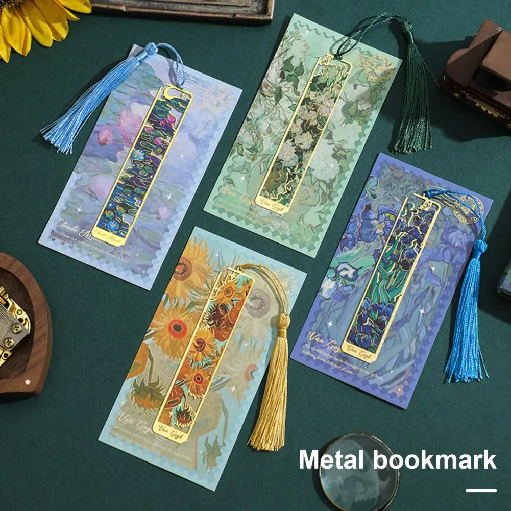 

1/4Pcs Metal Bookmark for Books Tassel Design Hollow Design Retro Style Stationery Bookmark Book Marker Reading Bookmark