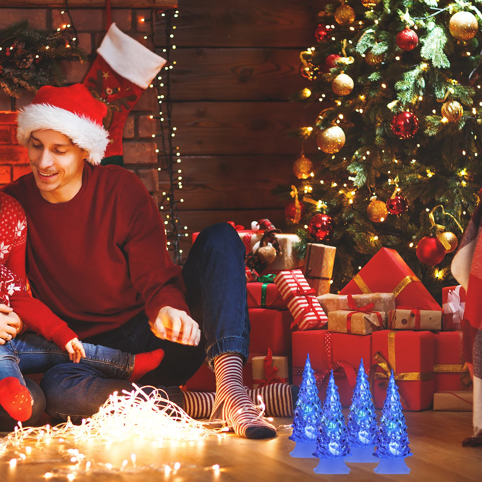 

6Pcs Christmas Tree Colorful Small Night Lamps Safe Flameless Night Light Home Party Decor Desktop Christmas Tree Light