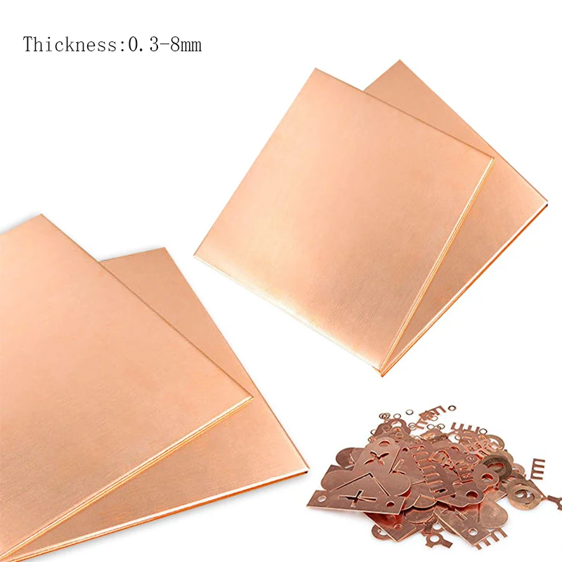 1PCS thick 0.25-8mm 99.9% purity copper metal sheet plate/Metal Sheet Foil Plate Nice Mechanical Behavior and Thermal Stability