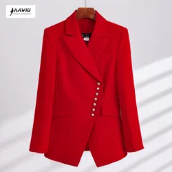 NAVIU Autumn Winter Long Sleeve Women Formal Blazer Female Ladies Red Black Slim Business Work Wear Jacket Coat