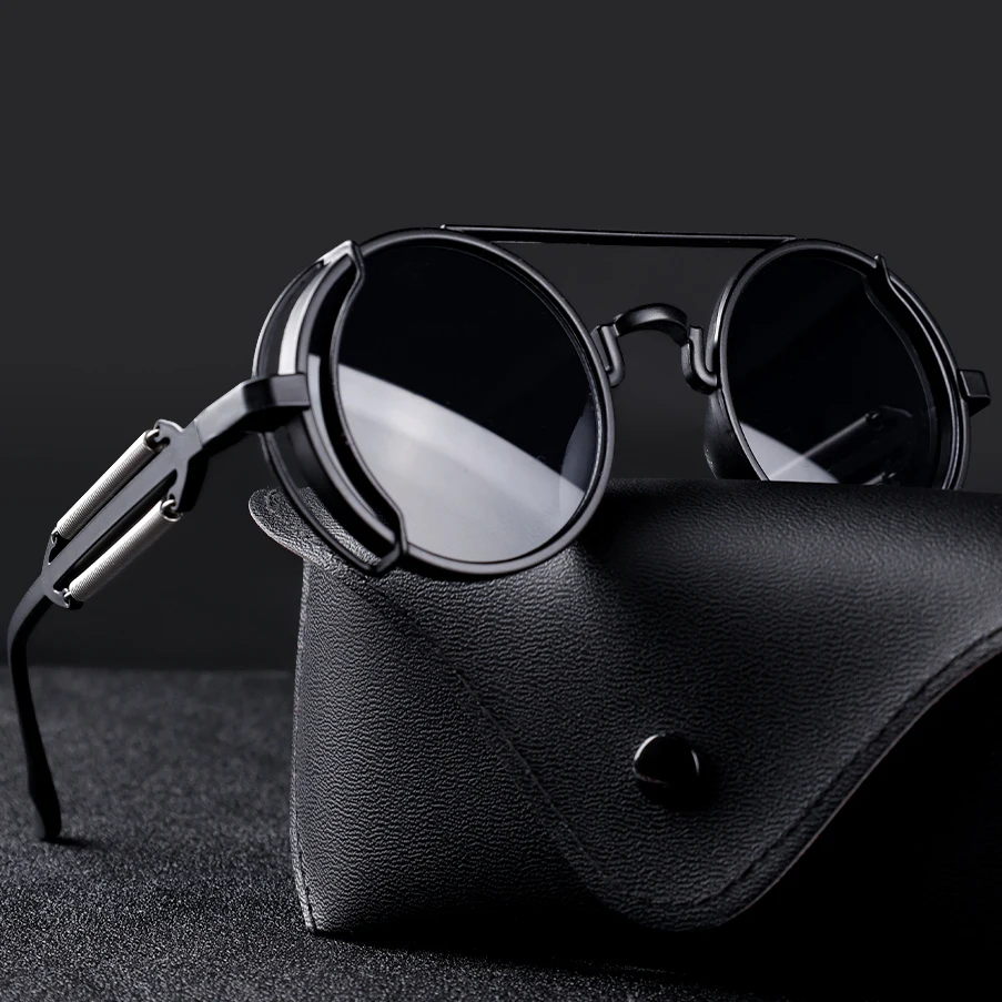 Steampunk Sunglasses Men Vintage Punk Round Frame Sun Glasses Brand Designer Women Eyewear UV400 Outdoor Sports Driving Google