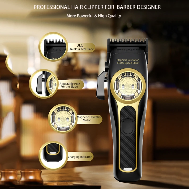 Kemei 2373 Barber Fade Hair Clippers Professional Cordless Hair Trimmer Electric Men Hair Cutting Machine Magnetic Motor 8800RPM image 2