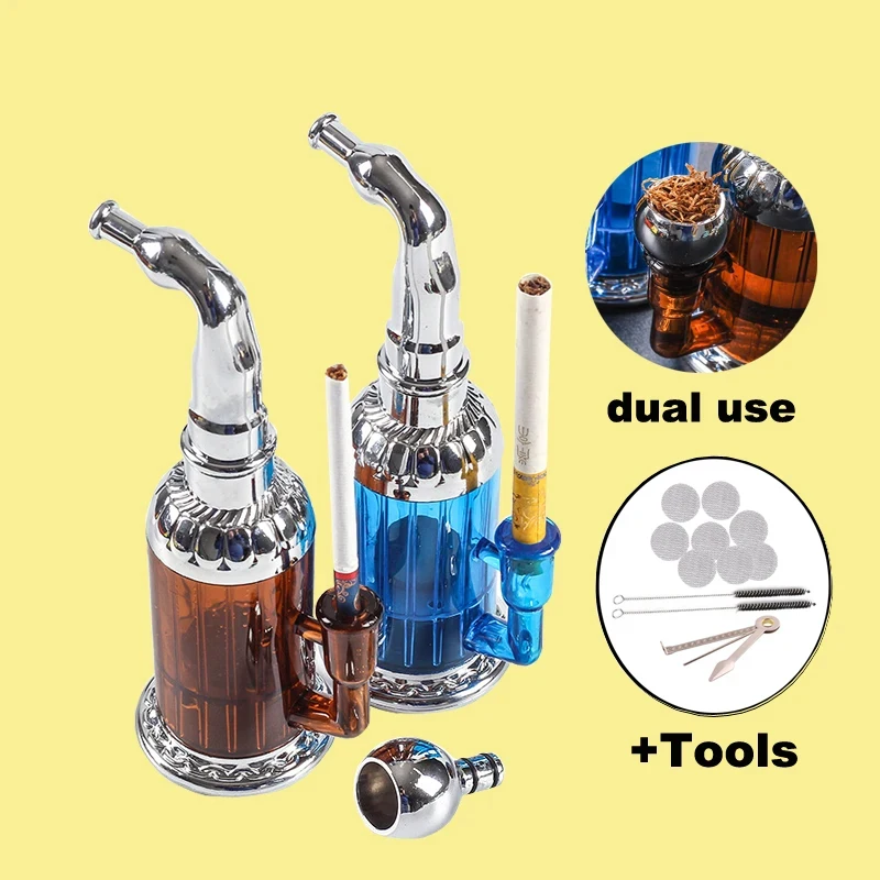 Tar Filtration Portable Water Smoking Pipe Circulation WashableTobacco Pipe Acrylic Microfilter Cigarette filter Gadgets for Men