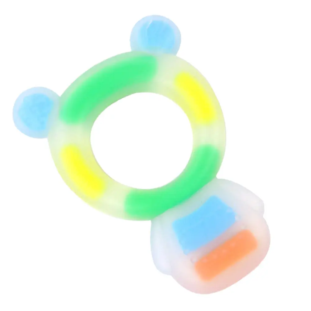 

1pc Silicone Baby Teether Soft Infant Teeth Grinding Chew For Sore Gums Ergonomic Design Small Portable Blue Color Safe