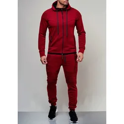 Men Tracksuit Two Piece Fleece Gothic Sets Oversized Print Long Sleeve Punk Hoodie Suit Autumn Sport Pants Set Sweat Joggers Men