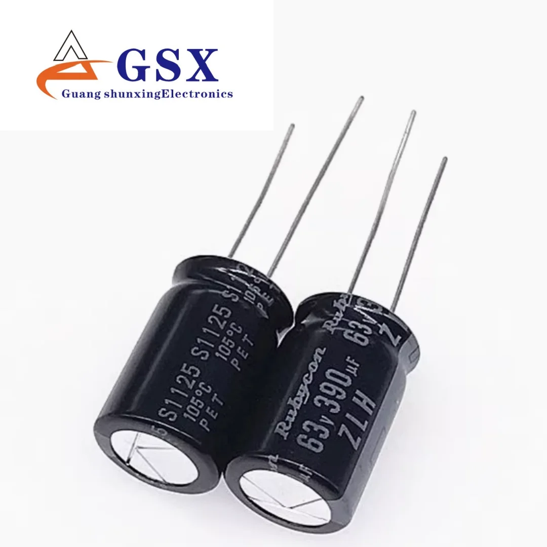 

10pcs aluminum electrolytic capacitor 63v390uf 12.5 * 20 ruby ZLH