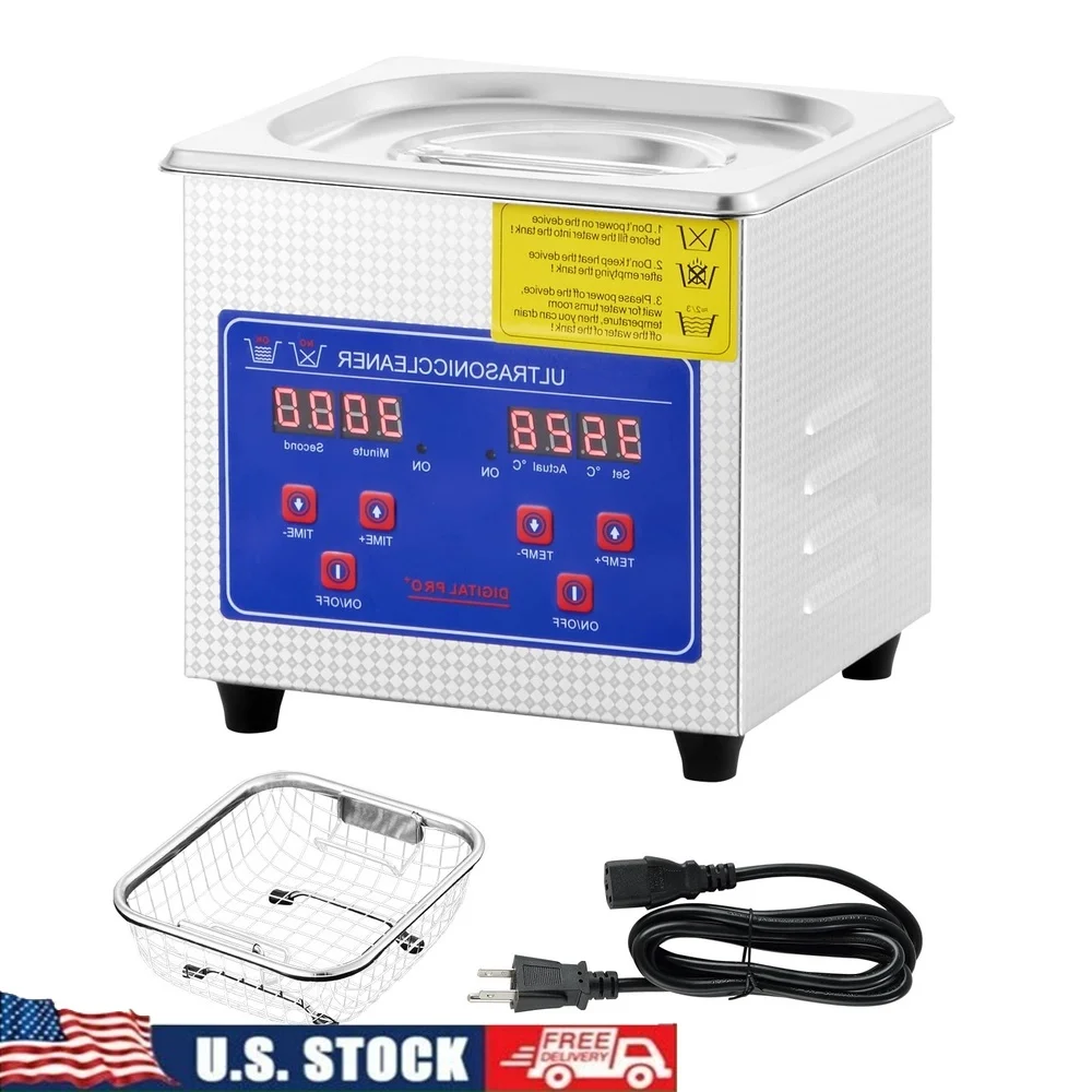 

Ultrasonic Cleaning Device 0.3L Digital Control Stainless Steel Cleaner with Heating Function Jewelry Eyeglasses Watches