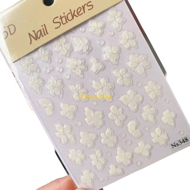 N58F 5D Crystal Floral Stickers Shell Light Reflection Multiple Colors Simple Removal Without Residues