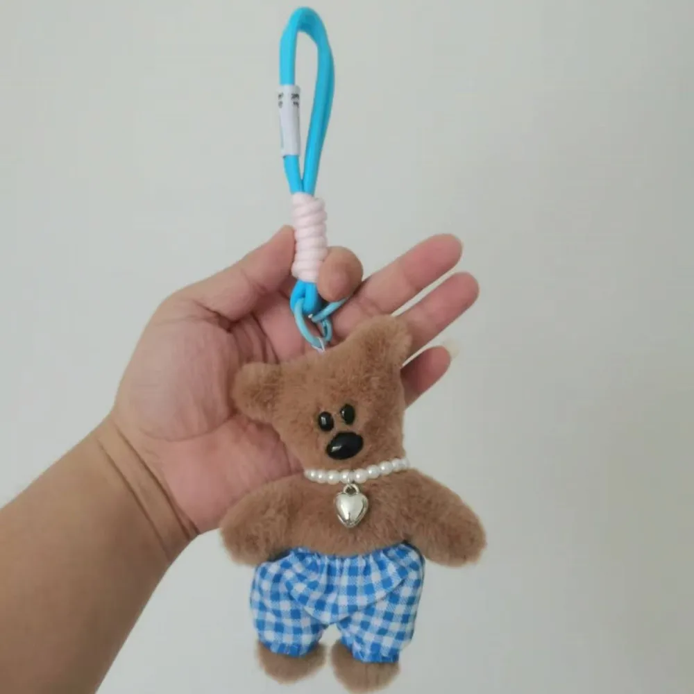 15cm Hot Selling Small Bear Plush Keychains Cute Dressing Bear Soft Toy Anti drop chain Car Keyring Girls Women Bag Accessories