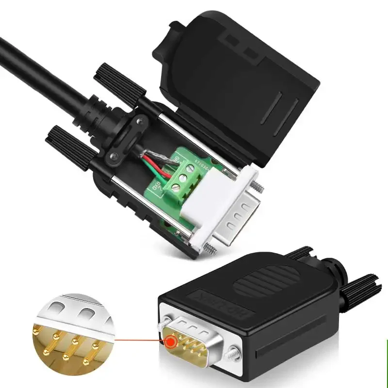 DB9 RS232 Serial Port Solderless Terminal 9Pin Male Female COM Joint Connected To 2 3 5 Pin Ultrathin Gold-plating Connector