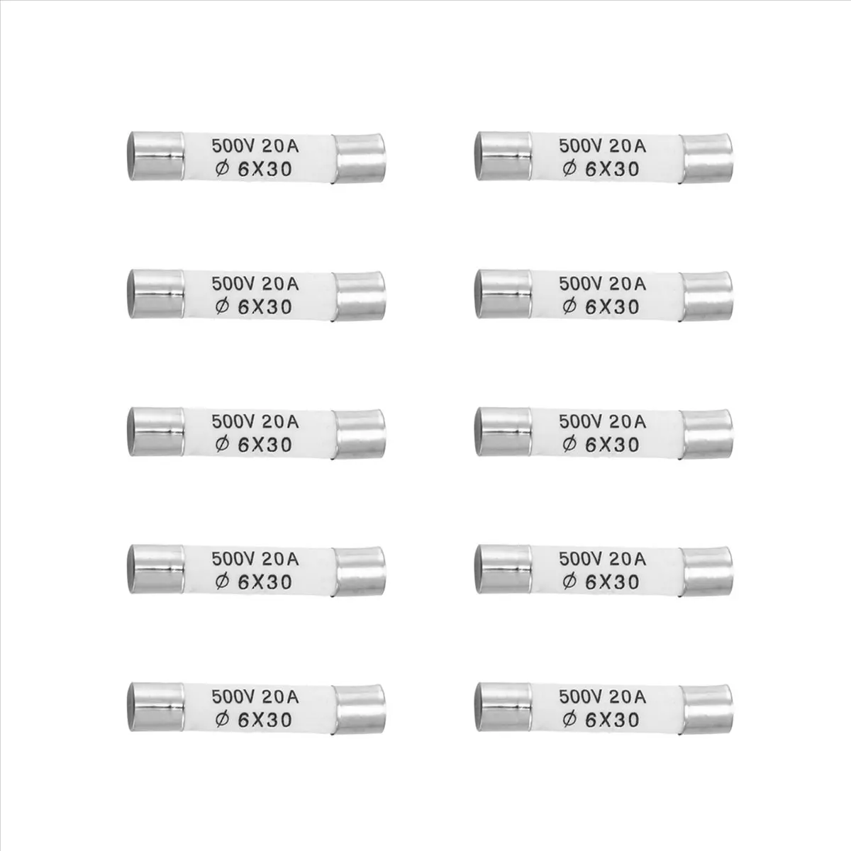 A64I 10 Pieces 6mmx30mm 20A Faset-Blow Ceramic Fuse Link 500V