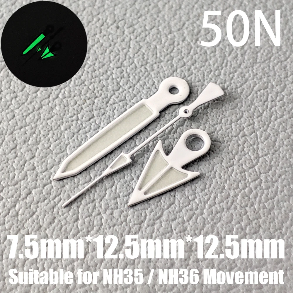 7.5*12.5*12.5mm lancette dell'orologio NH35 lancette NH36 lancette C3 verde luminoso adatto per accessori per orologi con movimento NH35/NH36
