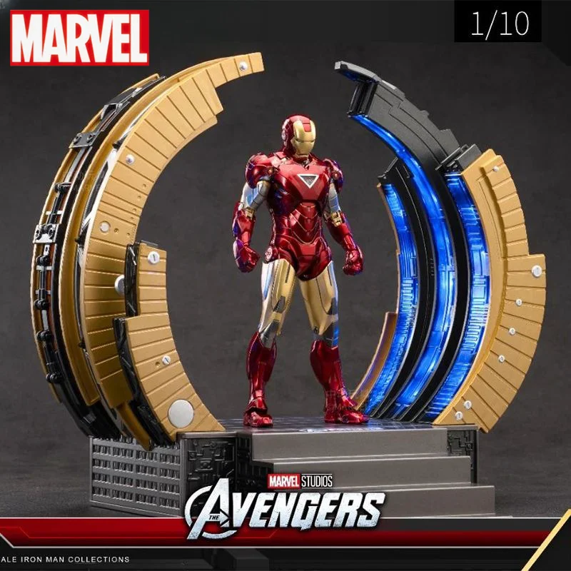 

ZD Toys Marvel Legend The Avengers Iron Man MK6 WITH SUIT-UP GANTRY LED Light Tony Stark Iron Man Action Figure Model gift