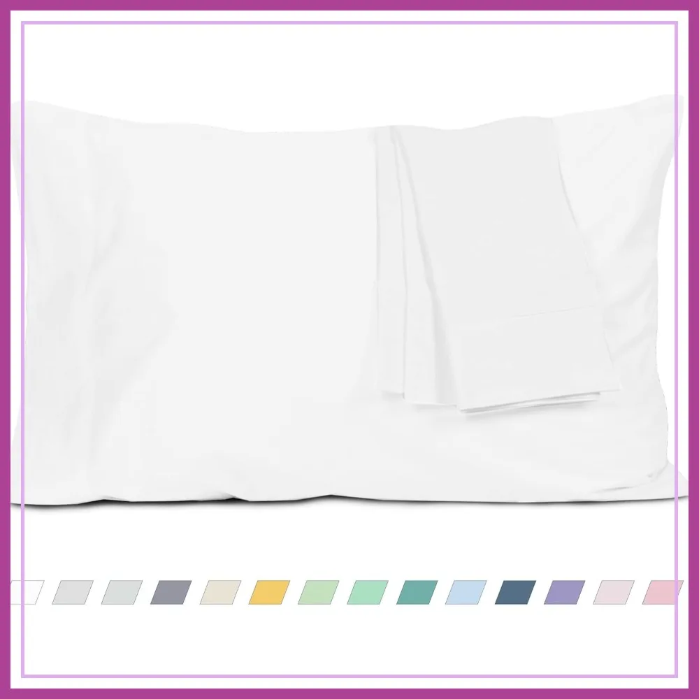

Cotton Percale Pillowcases Standard Queen 20x30 Inch Set of 2 Pre-Shrunk Hypoallergenic Breathable