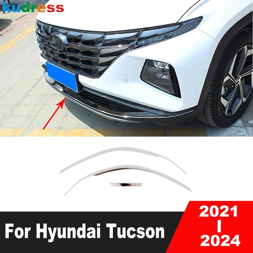 

Front Bottom Bumper Cover Trim For Hyundai Tucson NX4 2021 2022 2023 2024 Steel Car Accessories Lower Grille Grill Molding Strip