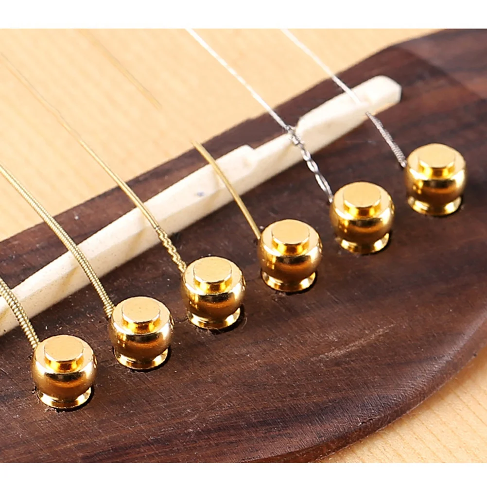 

6pcs Guitar Bridge Pins Brass Material Strong Portamento Stable Frequency Sweep Picking Volume Acoustic Classical Folk Ukulele