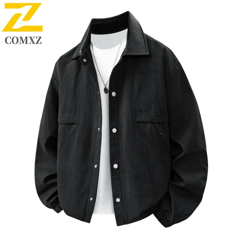 COMXZ Mens Business Jacket Turndown Collar Casual Working Versatile Coat Commuting Office Windproof Men Autumn Cleanfit Wear Top