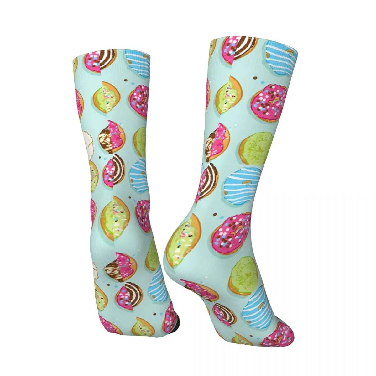 Funny Crazy compression Sweet Sock for Men Hip Hop Harajuku Donut Dessert Happy Quality Pattern Printed Boys Crew Sock