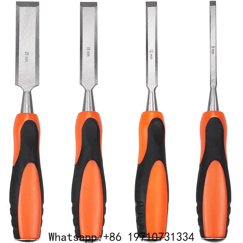 Professional 4 Pieces Wood Chisel Set 6/12/18/25mm for Woodworking Flat Chisels DIY Woodworking Woodcut Carving Knife Tools Set