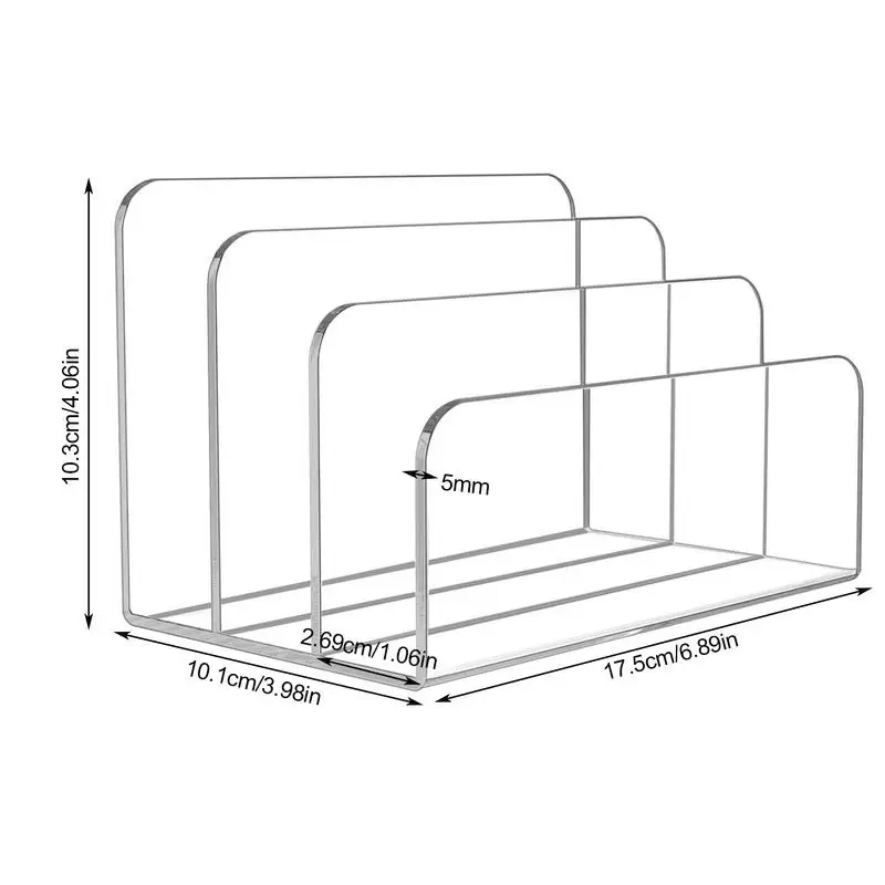 Imagem -06 - Desktop Acrílico File Organizer Mesa Pasta Classificador Letter Stand Mail Livro Papel Folheto Bin Box Armazenamento