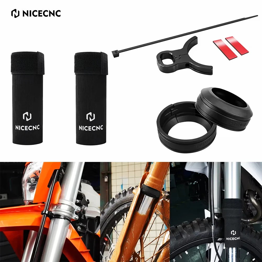 NICECNC 2014-2024 For Husqvarna TX TE 300 250 125 Front Fork Sock Mud Scraper Front Brake Line Guide Kit FC FX FE 250 350 450
