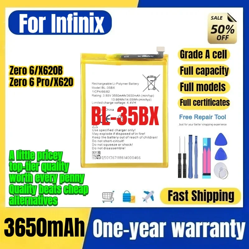 BL-35BX for Infinix Tecno Zero 6/X620B/Zero 6 Pro/X620 Phone Battery 0 Cycle High Quality Capacity Battery Replacement Bateria