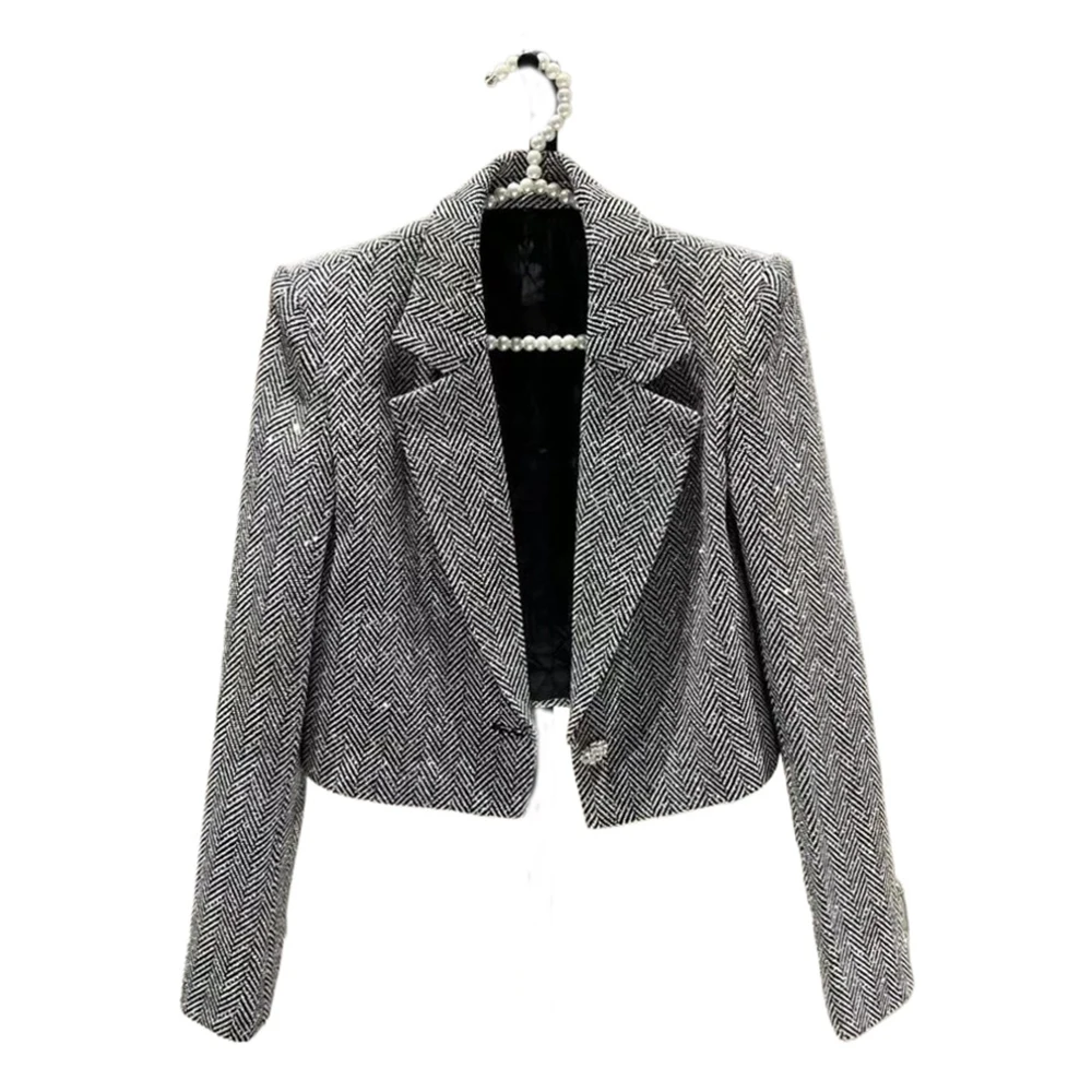 

Women Blazers Coat Short Suit Fragrant Jacket 2025 Spring New Fashionable Long Sleeved Top
