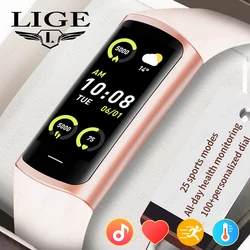 LIGE New Fashion Smartwatch Women Men Blood Oxygen Temperature Monitoring Bracelet Waterproof Sports Smart Watch Ladies Gift