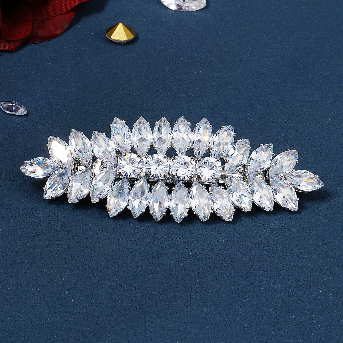 Efily Luxury Cubic Zirconia Bridal Hair Clip Wedding Barrette Rhinestone Hairpin Bride Accessories Hair Ornaments Woman Party