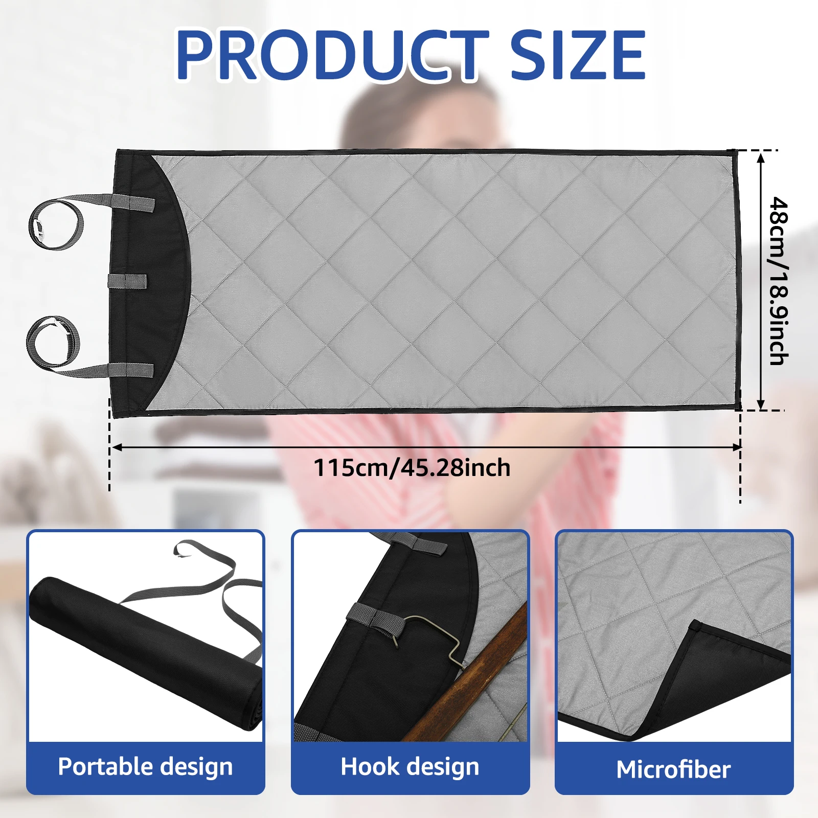 Portable Ironing Mat Hanging Over Door Clothes Steamer Pad Foldable Traveling Press Clothes Protector Mat for Hand Held Steamer