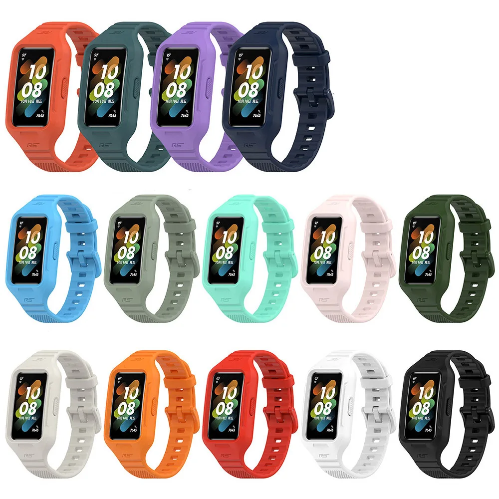 Silicone Strap For Huawei Band 9/8/7/6 Integrated Watch Band + Case For Honor Band 6/7 Bracelet Wristband