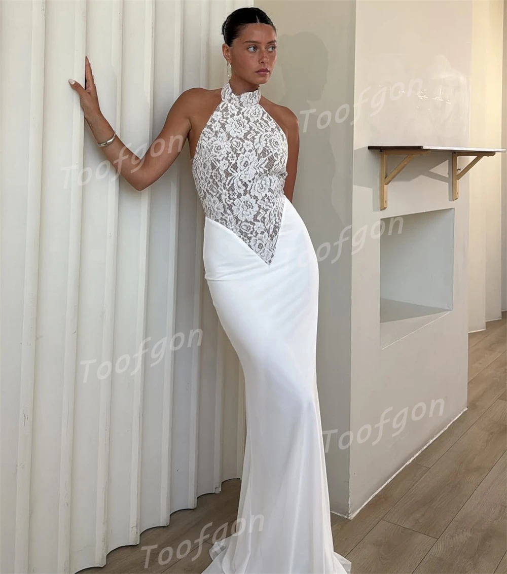 Toofgon sexy sereia halter vestidos de noite de casamento princesa cintura formal vestidos de festa vestido de noivado personalizado