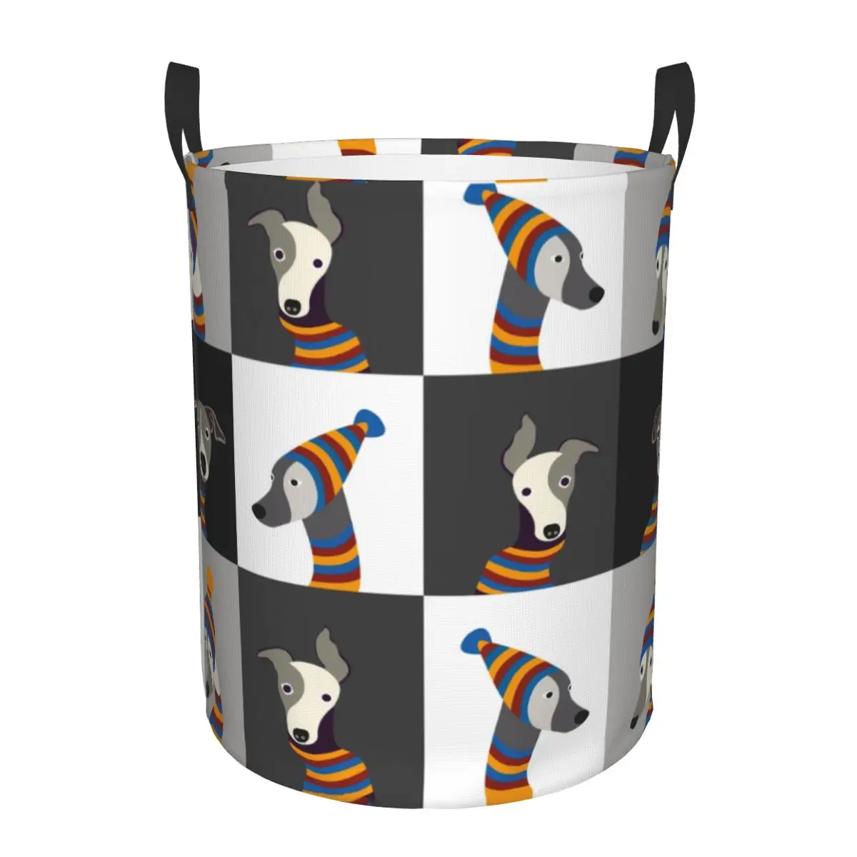 Funny Cartoon Greyhound Whippet Dog Laundry Basket Collapsible Sighthound Hound Clothing Hamper Toys Organizer Storage Bins