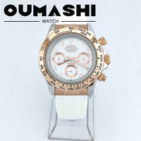 39.3mm VK63 Men's Watch Stainless Steel Waterproof Sport VK63 Quartz Movement Watch Sapphire Chronograph Watch Rubber Bracelet
