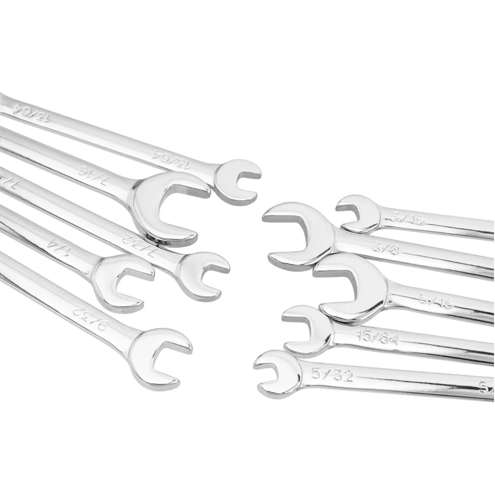 10Pcs SAE Mini Double Open End Wrench Set, Ratcheting Wrench Set Small Combination Wrench Sets 5/32\