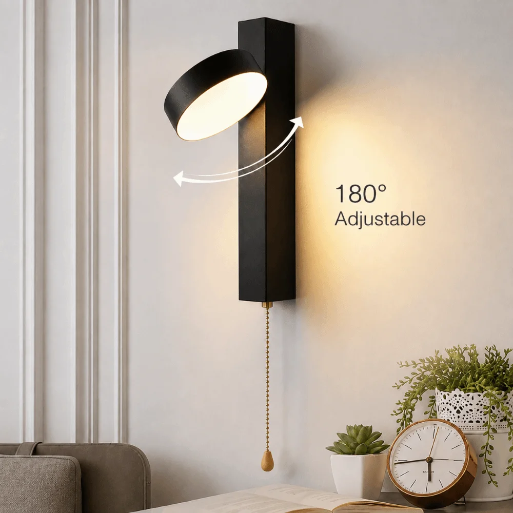 Modern 5W LED Wall Light 3 Color Modes Aluminium Body Wall Sconce Black Acrylic Lampshade LED Wall Lamp Living Room