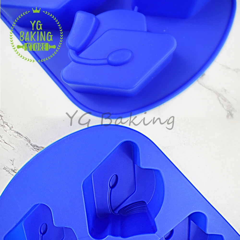 6 Cavity 3D Graduation Hat Design Silicone Mousse Mould Chocolate Mold DIY Candle Model Chiffon Cake Decorating Tools Bakeware