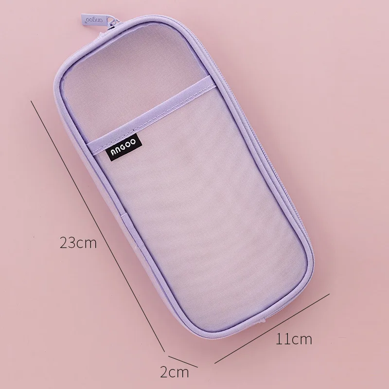 Korean Fashion Transparent Pencil Case Pouches Simple Macaroon Large Capacity Pencil Bag Stationery Organizer Pencilcase Holder