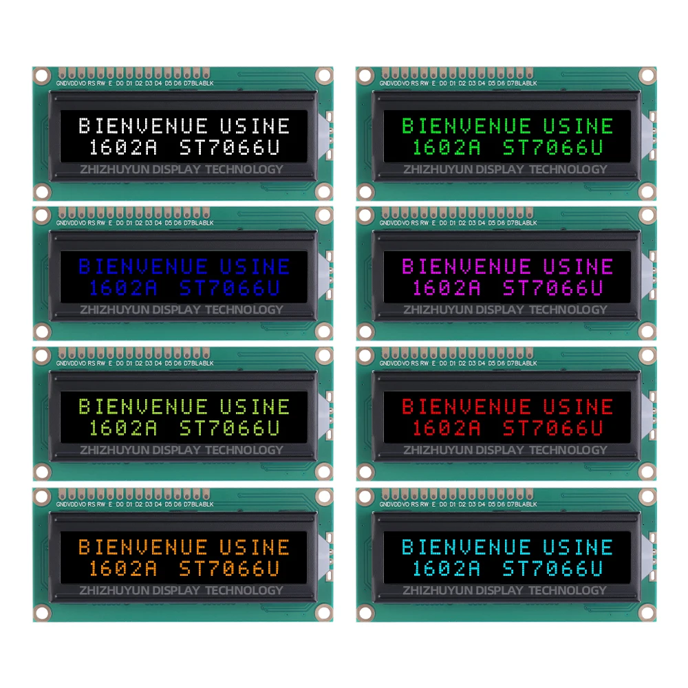 Painel LCD europeu do caráter, filme do preto de BTN, gelo azul, caráteres da matriz do ponto 16X2, multi língua, 64.5*14.5mm, 1602A