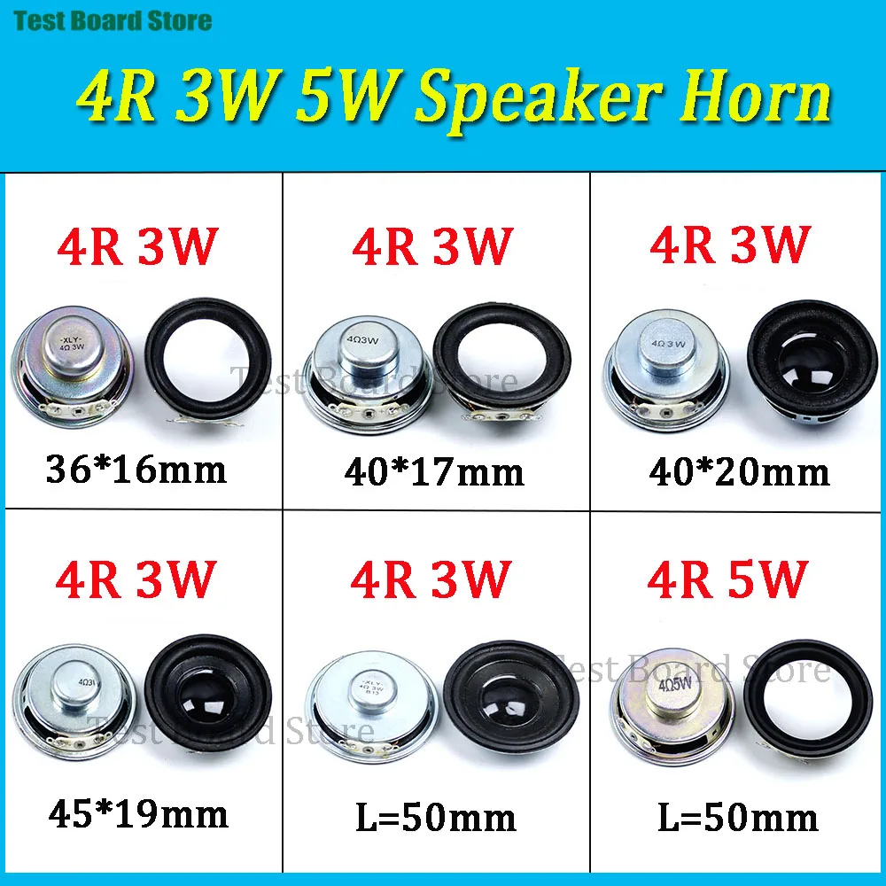 2PCS Mini Speaker 3W 5W 4R Diameter 4cm/5cm Amplifier Loudspeaker 3 Watt 4 Ohm 36mm/40mm/45mm/50mm Speakers for Arduino