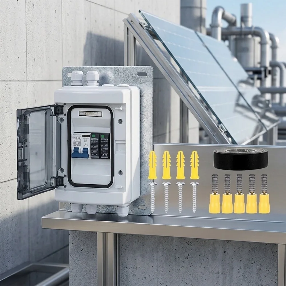 Outdoor Rated DC500V Solar Combiner Box with 40A DZ47Z Breaker IP65 for Protection and Integrated 2P 40KA Suppression
