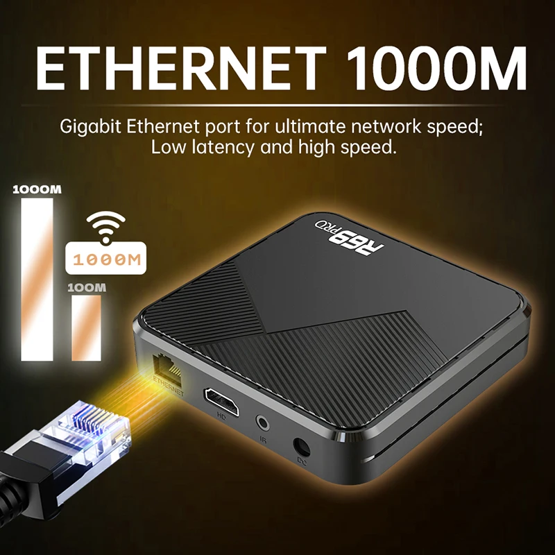 Janmifly R69 PRO Set Top Box Android 14 Allwinner H728 WiFi 6 Mendukung Ultra HD 8K Bluetooth 5.0 Smart TV Box Netflix YouTube