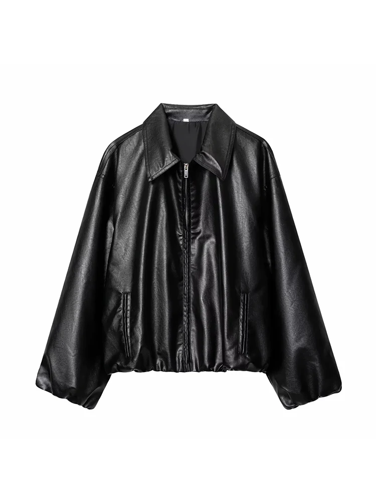 Женское новое пальто-бомбер, свободная кожаная куртка-пилот, кожаная куртка из искусственной кожи, пальто для женщин, винтажное
