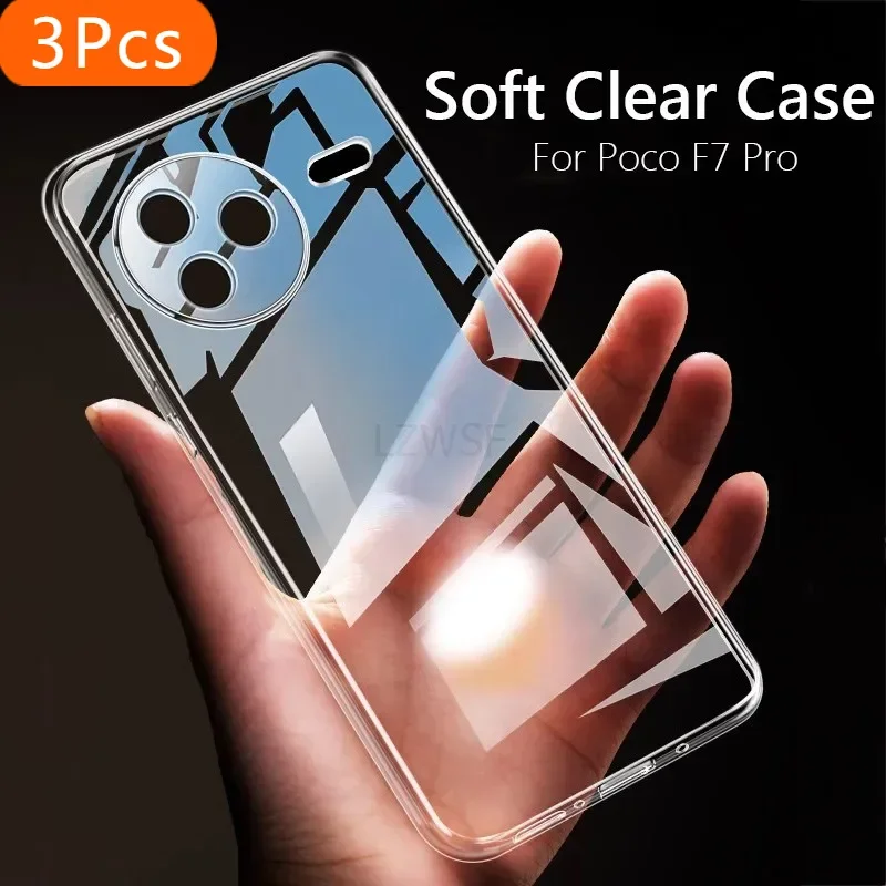 

3Pcs Slim Soft TPU Clear Transparent Phone Case For Xiaomi Poco F7 Pro Ultra Poco F7Pro F7Ultra Cover Fundas Capa Perfect Fit