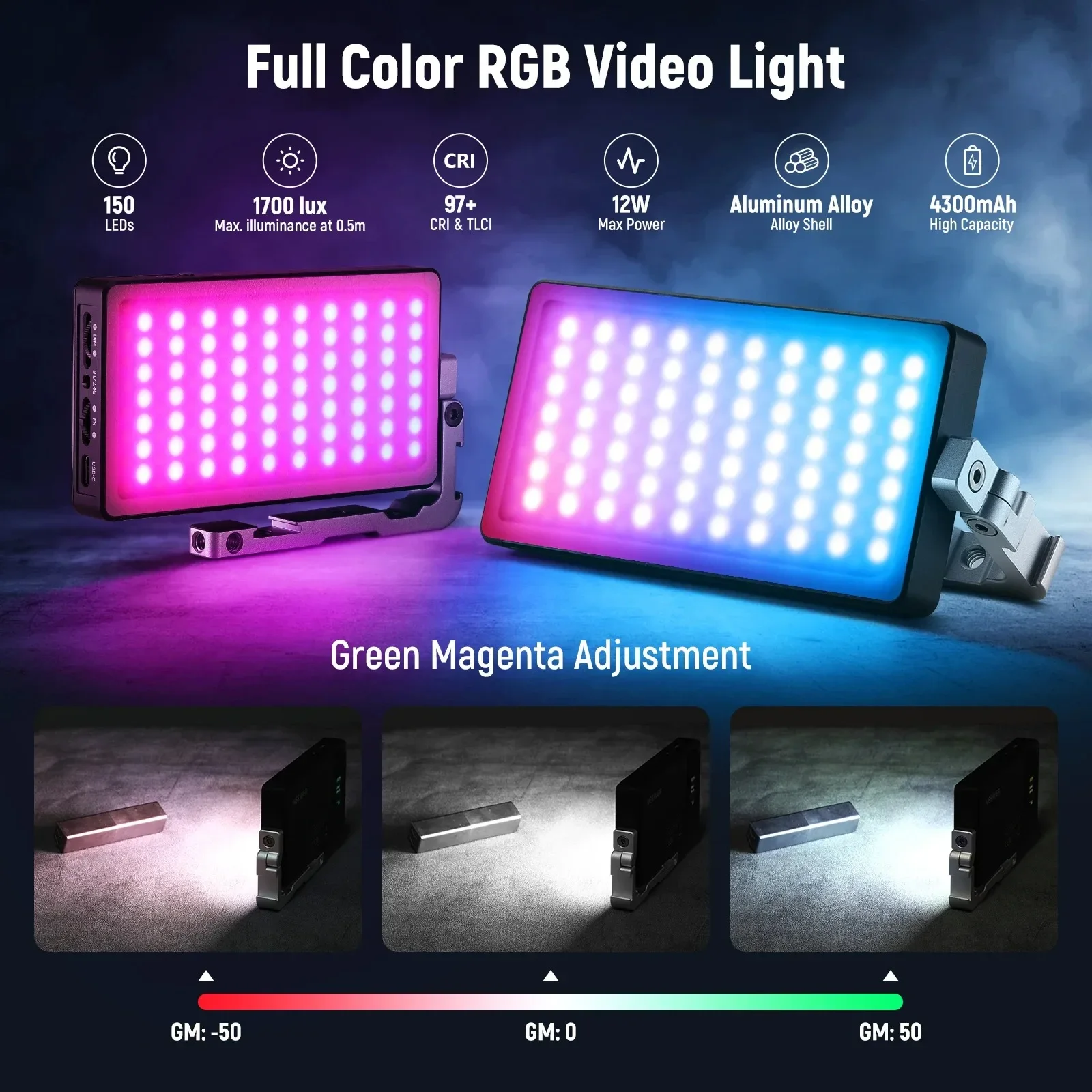 NEEWER RGB Video Light SL90 12W 4300mAh 360 °   18 مشهدًا خفيفًا بالألوان الكاملة 2500 ~ 10000K CRI97+ على ضوء الكاميرا لـ YouTube/TikTok
