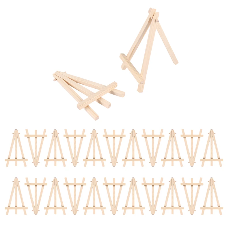 

24 Pack Mini Wood Display Easel Wood Easels Set For Paintings Craft Small Acrylics Oil Projects