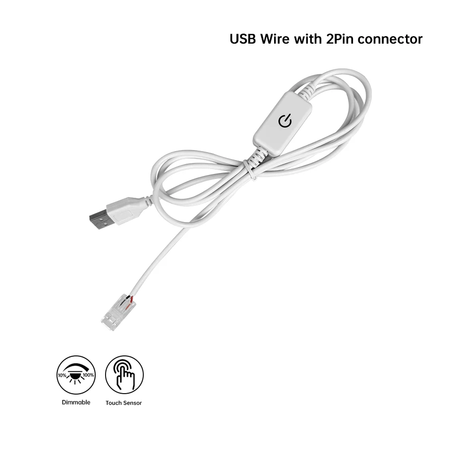 

5 В USB-проводной сенсорный затемняющий переключатель с 2-контактным разъемом 8 мм 10 мм, контроллер датчика ручной развертки, диммер для светодиодной ленты SMD 2835