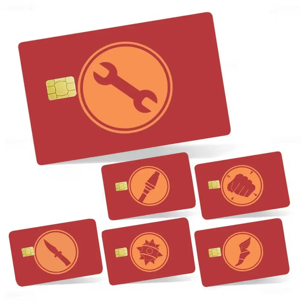 

TF2 RED engineer spy pyro 4pcs 1Set Laser Holographic Sticker Skin Cover for Credit Bank Debit Card